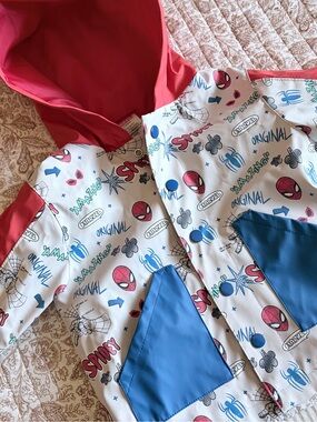 Marvel Spider-Man Kids Hooded Rain Jacket - Red, Blue, White - 2T